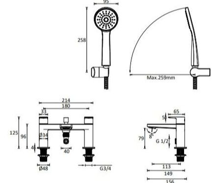 Crosswater Drift Bath Shower Mixer