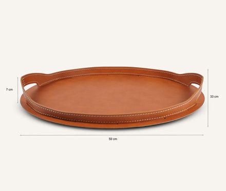 Limacdesign Leather And Steel Oval Tray Tabla