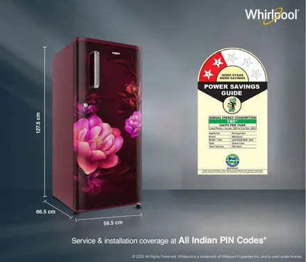 Whirlpool WDE 184L 2 Star Single Door Refrigerator with Handle - Wine Serena-Y