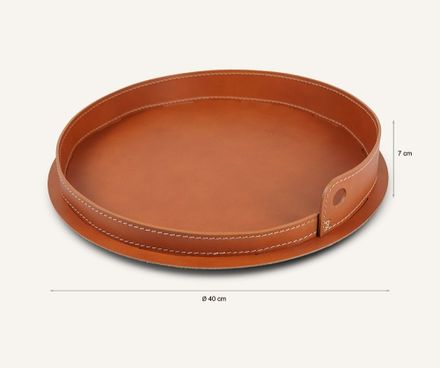 Limacdesign Round Steel And Leather Tray Pleto