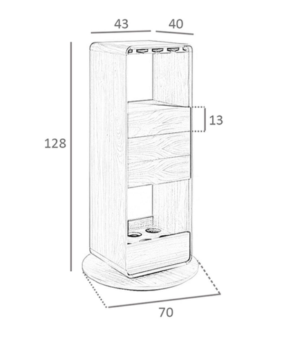 Angel Cerda Walnut Wood Swivel Bar Cabinet
