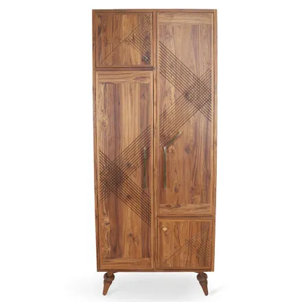 Alankaram Krizovy Teak Wardrobe - Brass Medium