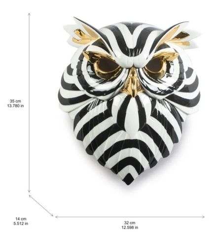 Lladro Owl Mask. Black and Gold