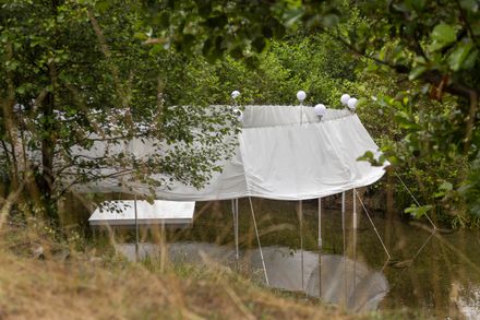 Temporary Installation At A Mountain River