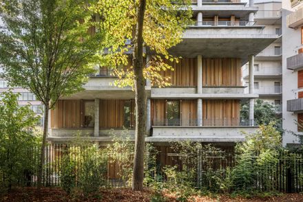 Neighborhood In Paris - Media Library And Family Flats, Student Residence, And Social Housing Units