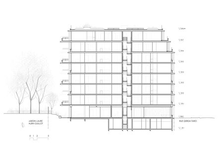 Neighborhood In Paris - Media Library And Family Flats, Student Residence, And Social Housing Units