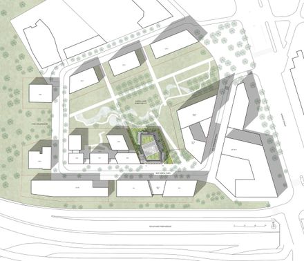 Neighborhood In Paris - Media Library And Family Flats, Student Residence, And Social Housing Units
