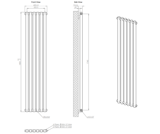 Lusso Piolo Matte Black Designer Radiator