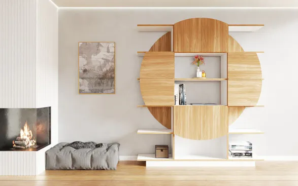 Radis Round Shelf With Doors Rund