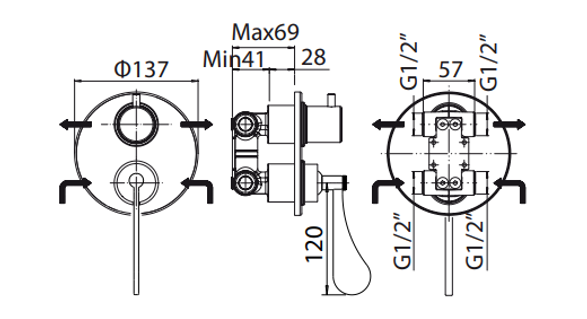 Mamoli Paola Concealed Shower Mixer With Diverter