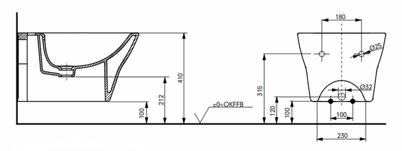 Toto Bidet MH, wall-hung
