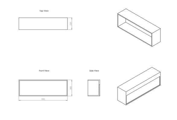 Lusso Qube Matte White Stone Square Storage Box 900mm
