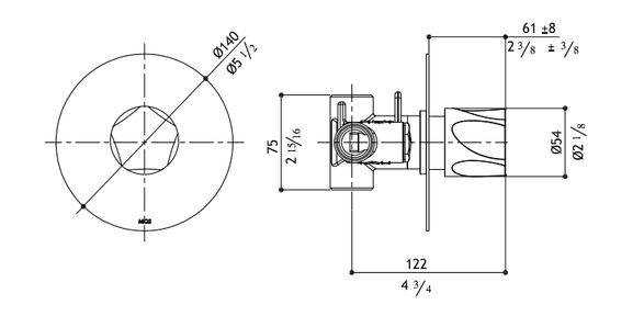 MGS Pe444: Thermostatic Shower Valve