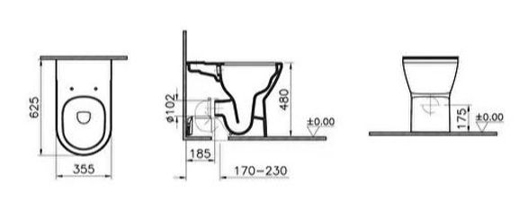 Vitra Integra Close-Coupled Toilet Back-to-Wall - Comfort Height