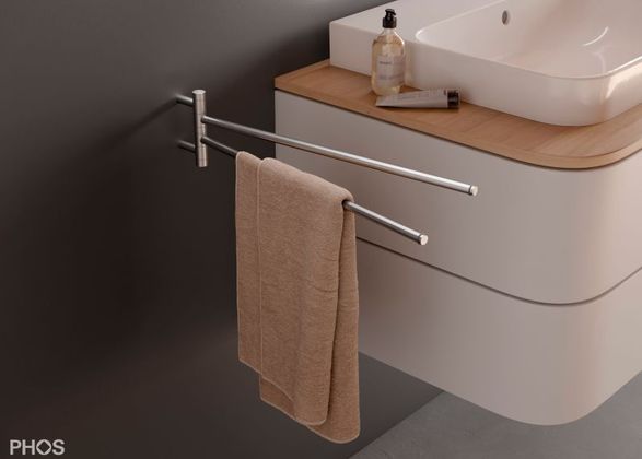 phos Double Towel Rail Stainless Steel – With Two Swiveling Bars