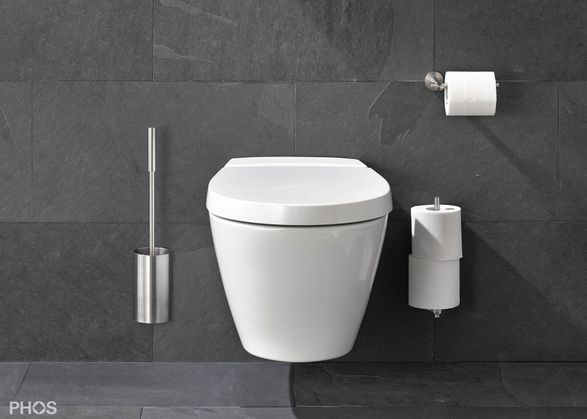 Phos Stainless Steel Toilet Brush Set - Concealed Fastening