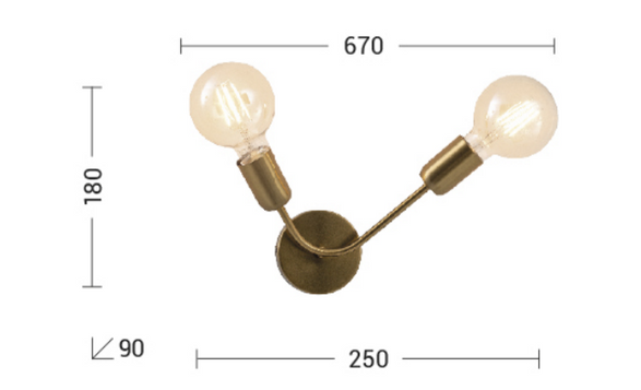 Rossinigroup X-plode – Satin Gold E27 Wall Lamp IP20