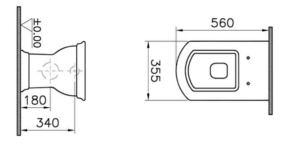 Vitra Valarte Back-to-wall WC - 56cm Toilet