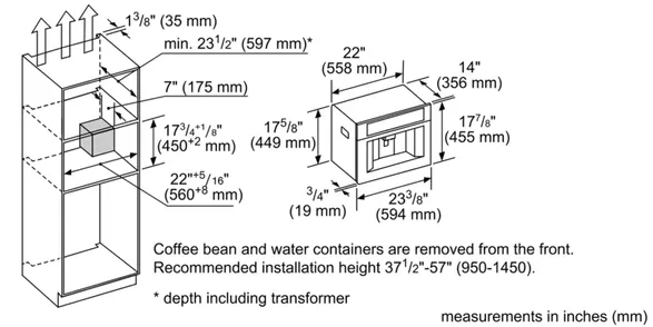 Thermador Built-in Coffee Machine Stainless Steel, Removable Water Tank