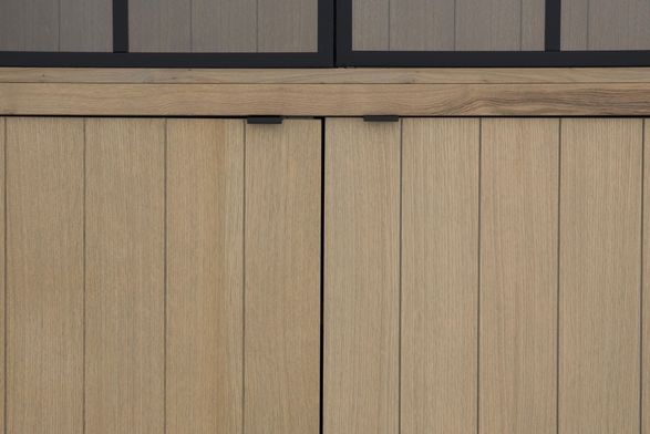 Flamant Iron Jason Cabinet - Weathered Oak & 3 Iron Doors