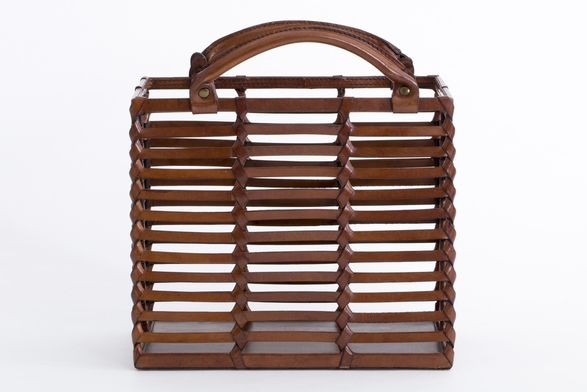 Flamant Manhattan, Magazine Basket, Brown Leather