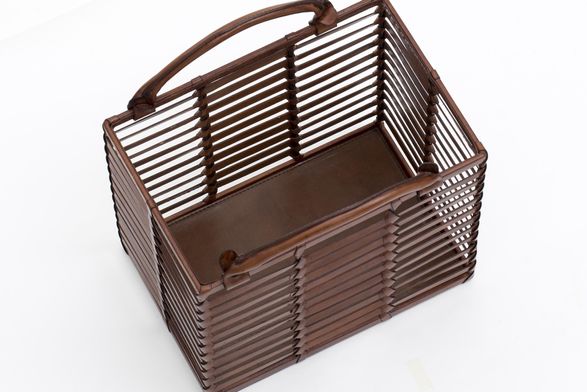 Flamant Manhattan, Magazine Basket, Brown Leather