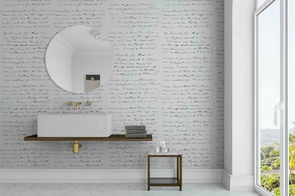 Mineheart Almost White Concrete Loveletter Wallpaper