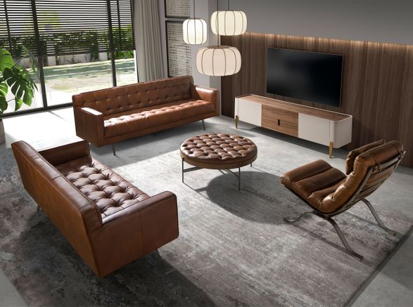 Angel Cerda TV Stand Beige Wood - Golden Polished Steel And Walnut Top