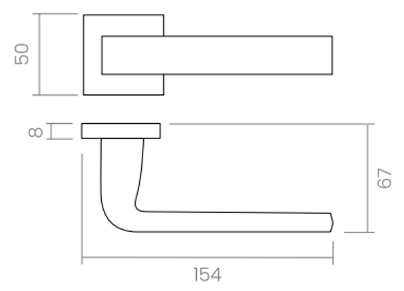 Groel Slim Door Handle Set On Squared Rose
