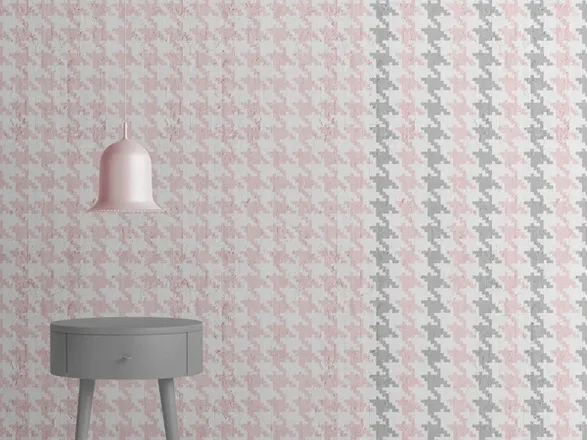 Mineheart Pink Pied De Poule Wallpaper