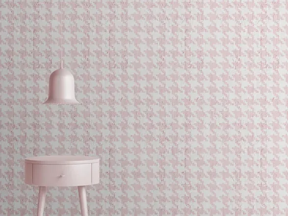 Mineheart Pink Pied De Poule Wallpaper