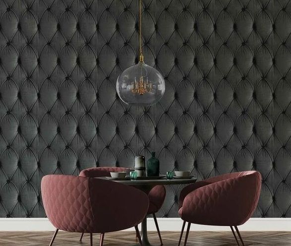 Mineheart Grey Chesterfield Button Back Wallpaper