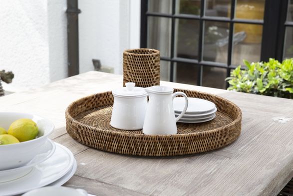 Flamant Togo Tray, Round, Reed, 48cm