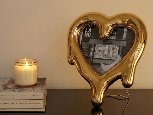 Seletti Melted Heart Gold Photo Frame
