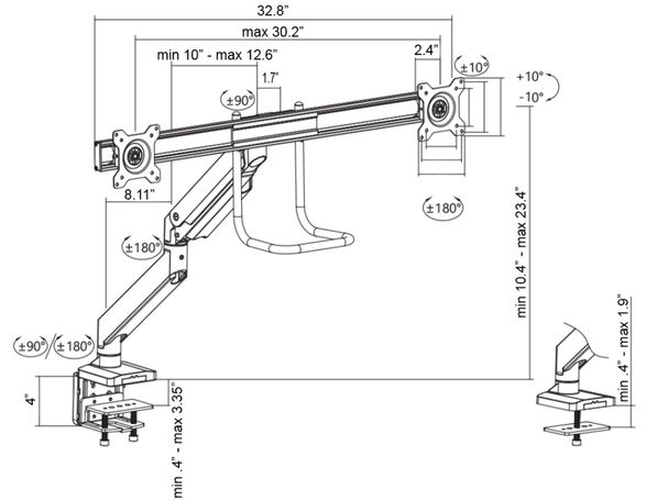 Imovr Echo Slide Dual Monitor Arm