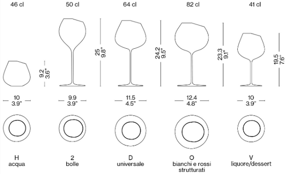Cassina H2D'O-V Wine Glasses