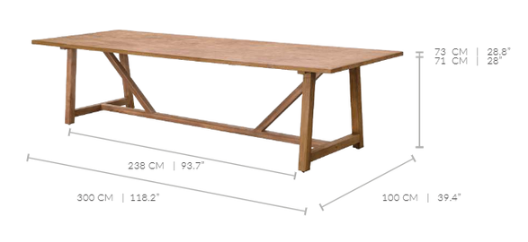 Sika Design Lucas Teak Dining Table 300x100 Cm