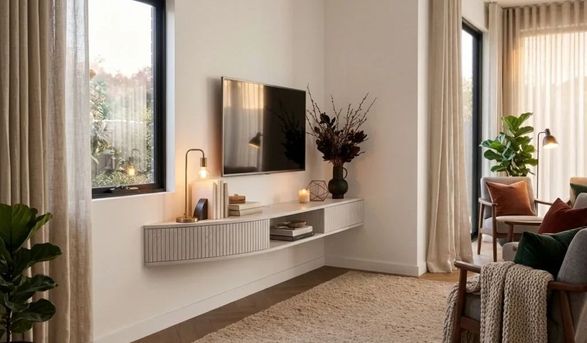 radis Curved Corner Wall Mounted Tv-stand Floaty