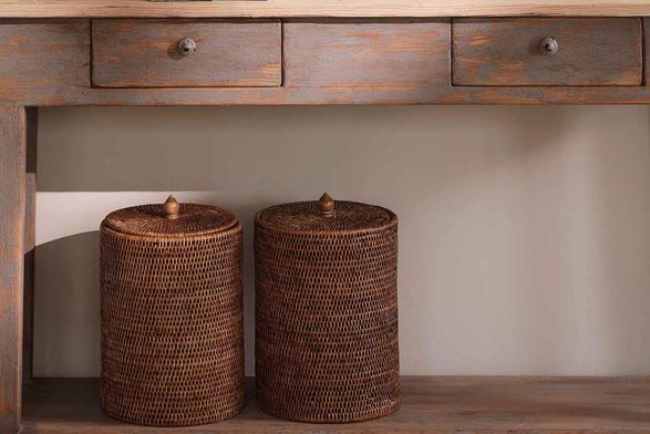Flamant Togo, Litter Bin, With Cover, Reed