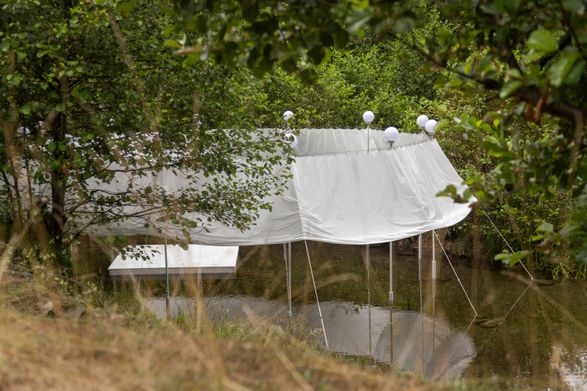 Temporary Installation At A Mountain River