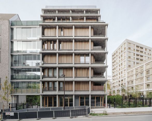 Neighborhood In Paris - Media Library And Family Flats, Student Residence, And Social Housing Units