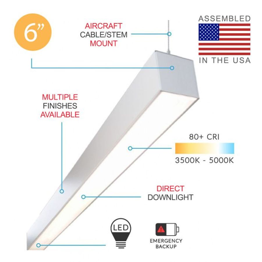 Alcon Lighting® Alcon 12200-6-p Rft Led Linear Suspended Pendant Light