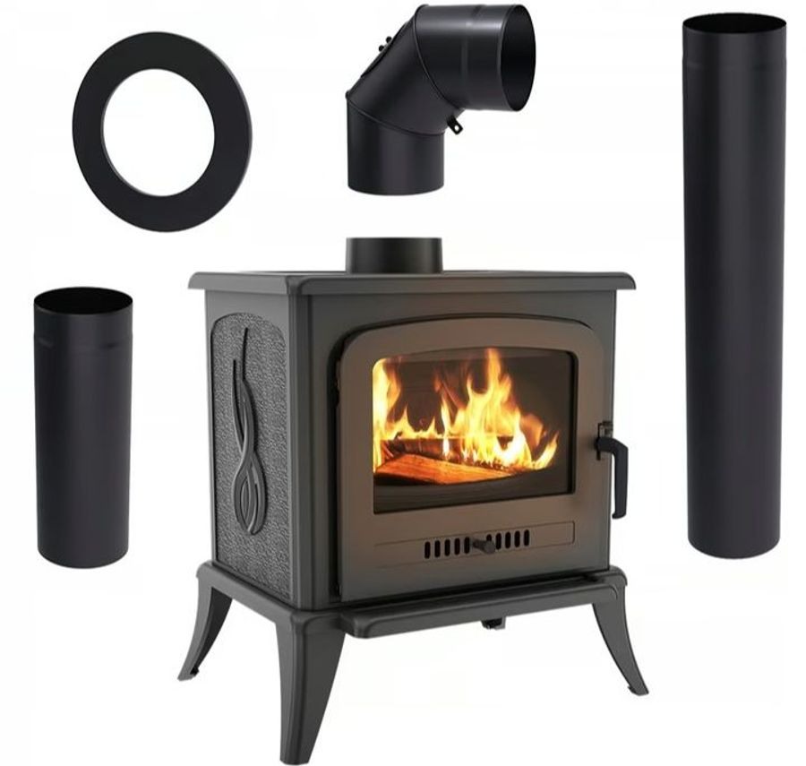 Kratki Freestanding Stove Fireplace Kratki Koza K7 5kw Ø130 Cast Iron Mounting Kit
