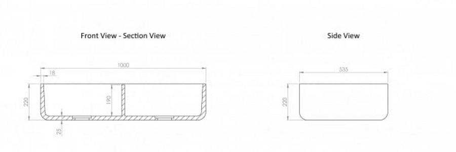 Lusso Palmetto Carrara Belfast Marble Polished Kitchen Sink 1000