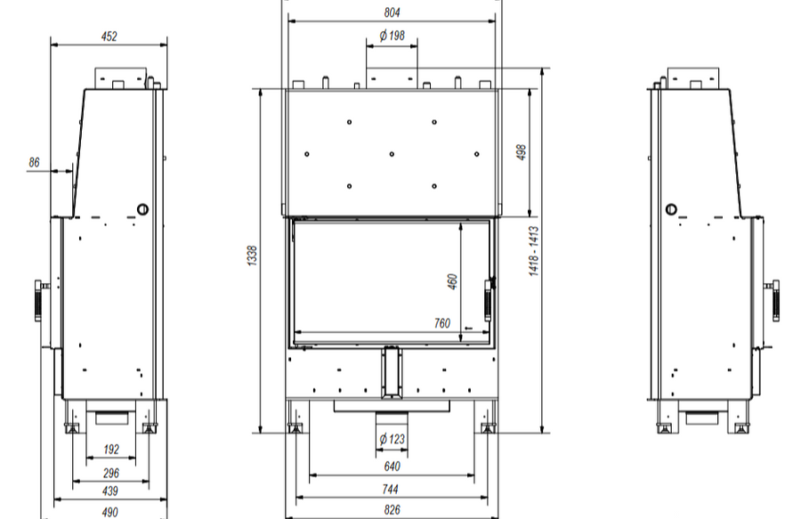 Kratki Boiler fireplace LUCY 16 kW Ø 200
