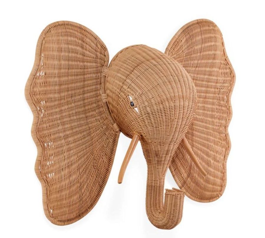 Jonathan Adler Wicker Elephant Sculptures