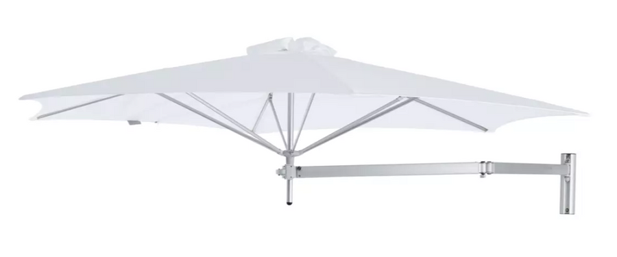 Umbros Paraflex wall mounted umbrella round 3 m with grey canopy and neo arm 2 m alu Parasols