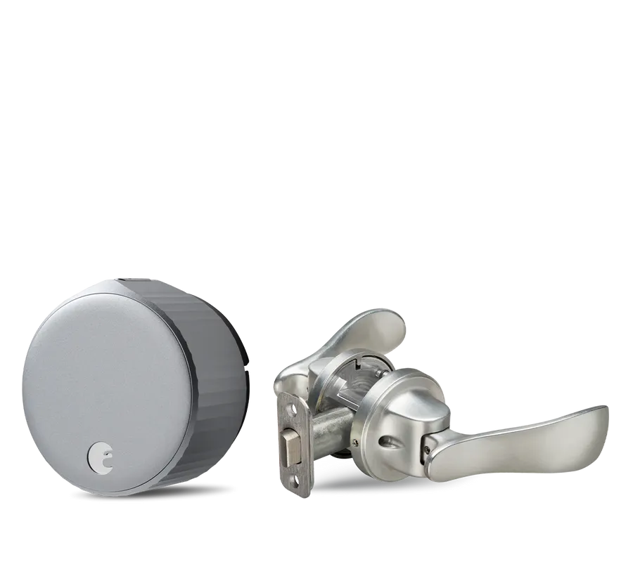 August August Wi-fi Smart Lock + Navis Paddle In Satin Nickel