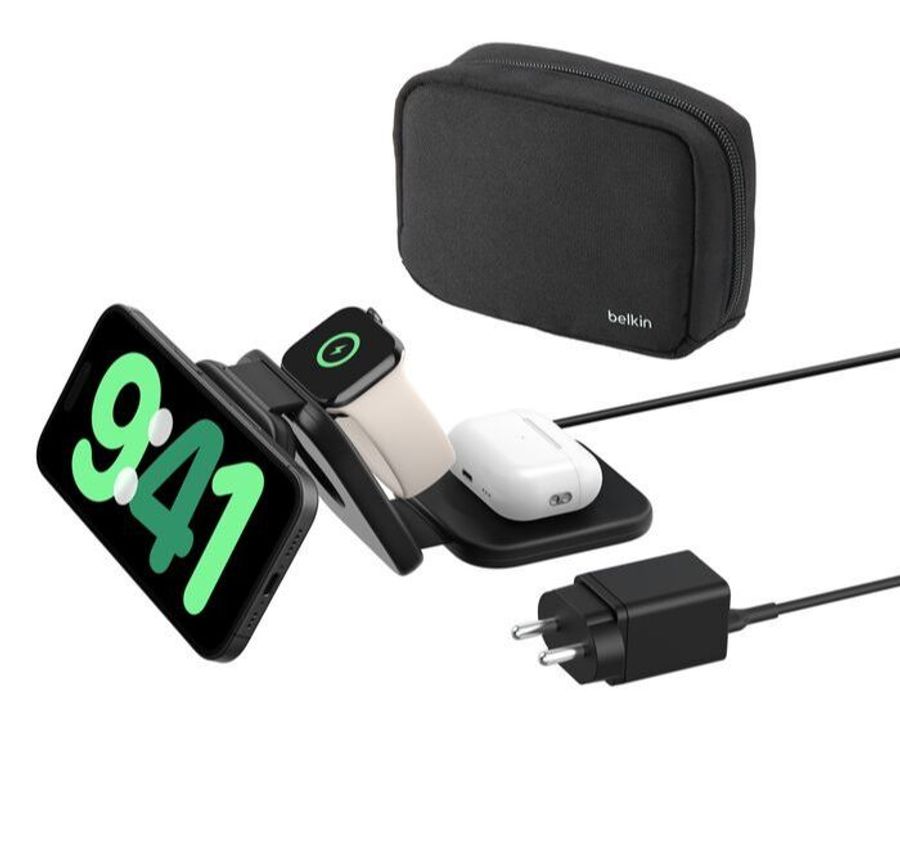 Belkin 3-in-1 Magnetic Wireless Charging Travel Pad with Qi2 15W