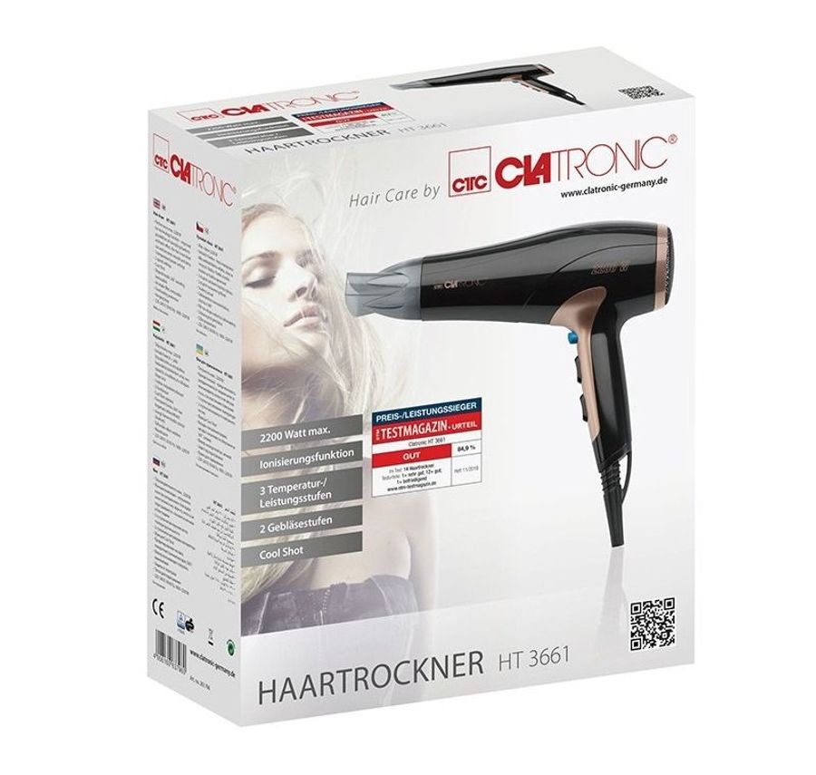 Bomann Hair Dryer 2200w Clatronic Ht 3661 Black/copper
